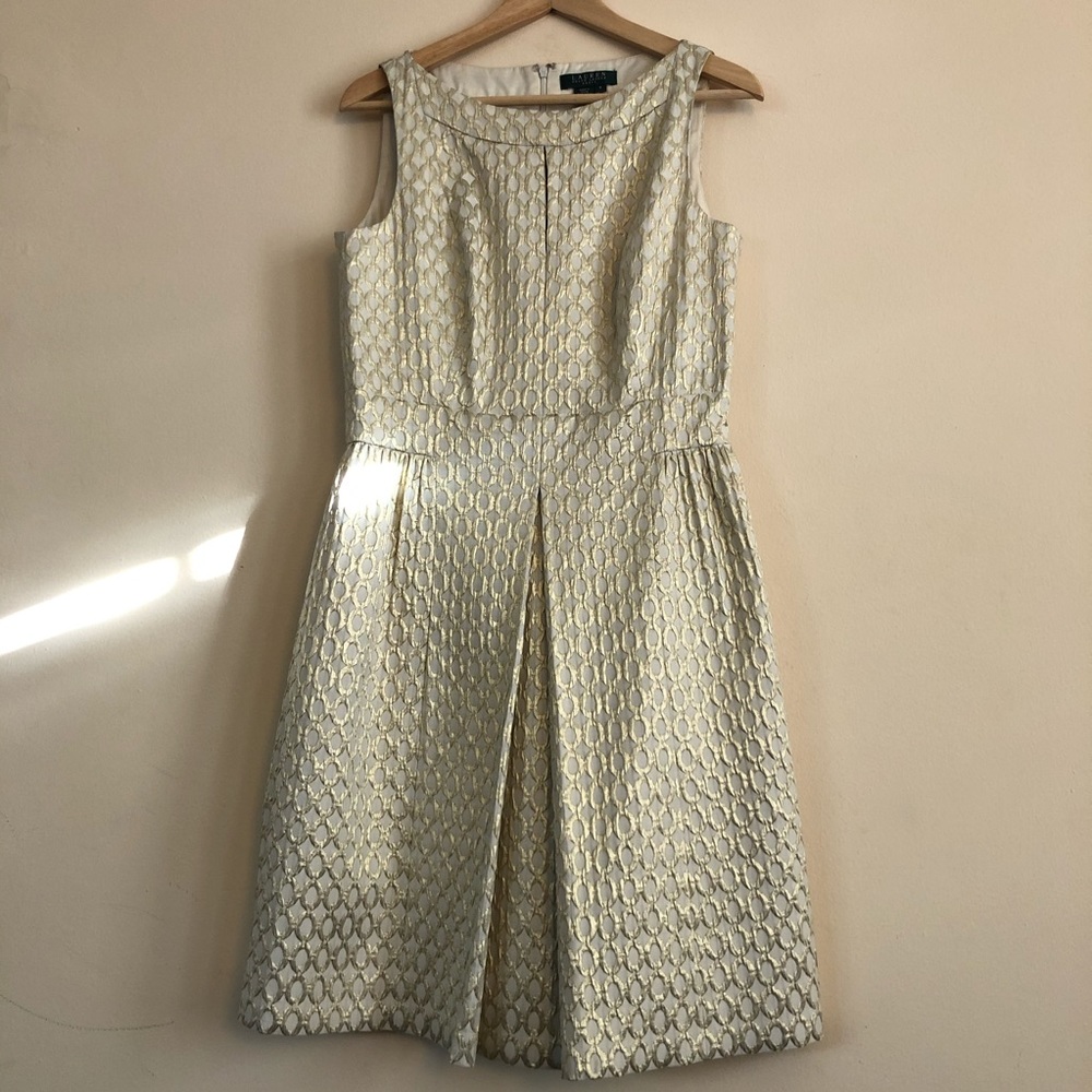 LIKE NEW Ralph Lauren ivory/gold cocktail dress